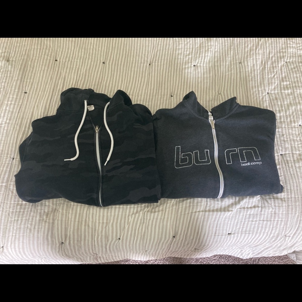Two burn boot camp hoodie sweatshirts